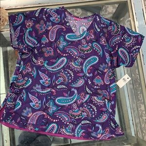 Vera Bradley Purple Paisley Scrub Top